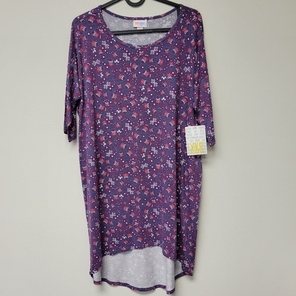 LulaRoe Irma floral Tunic top Purple XXS - Picture 1 of 9